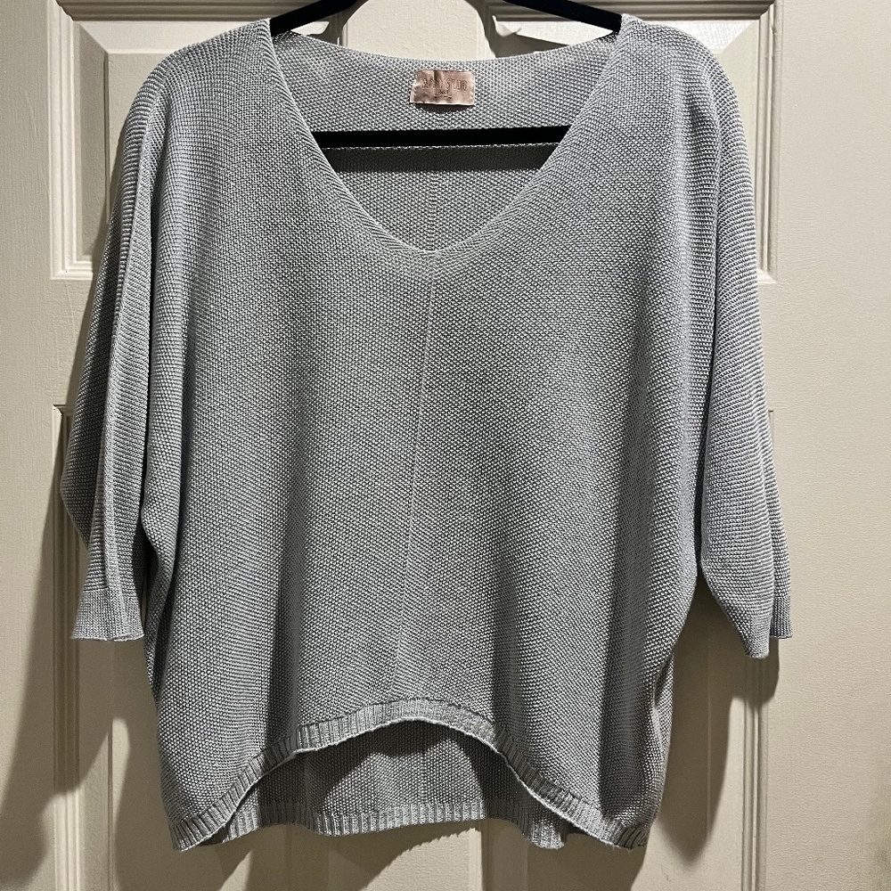 Sunny Studio silver women's glittery sweater top large